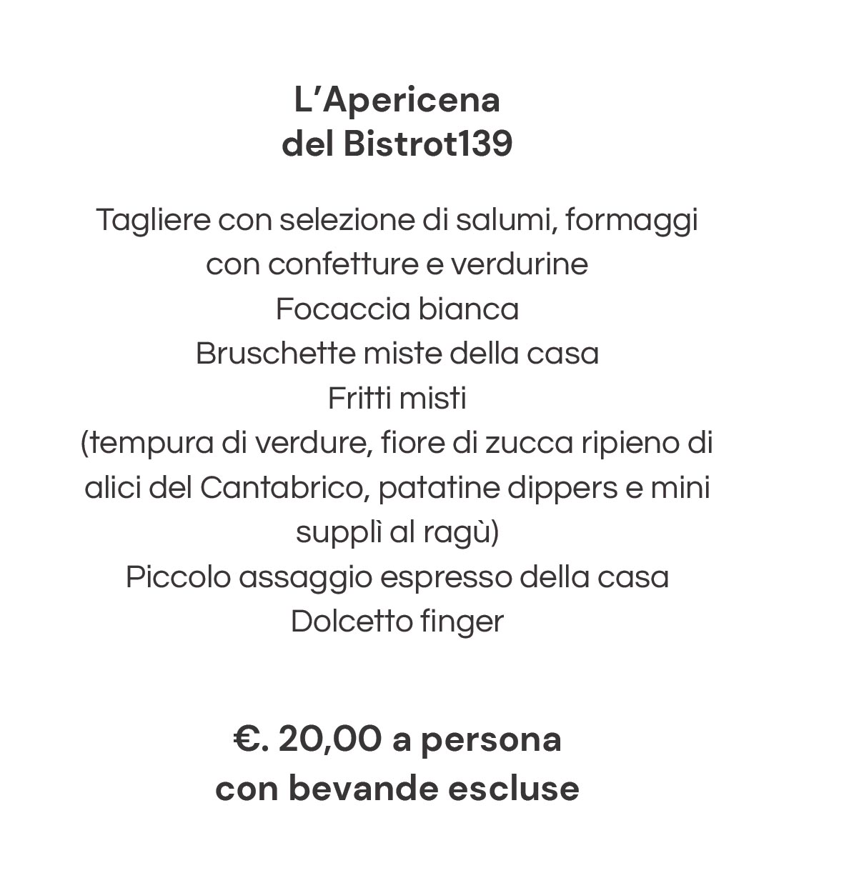 Apericena Menù Bistrot139