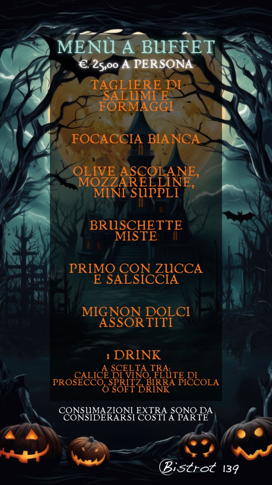 Bistrot139 Festa di Halloween menu